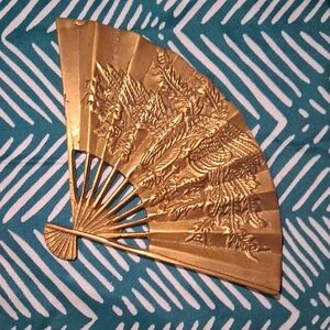 Vintage Brass Fan With Phoenix